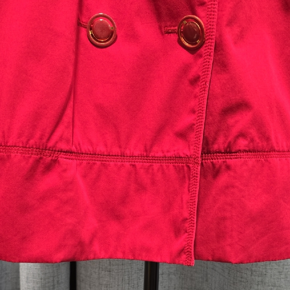 Juicy Couture Vibrant Red Double Breasted 3/4 Sleeve Trench‎ Coat Size Medium - Picture 6 of 16